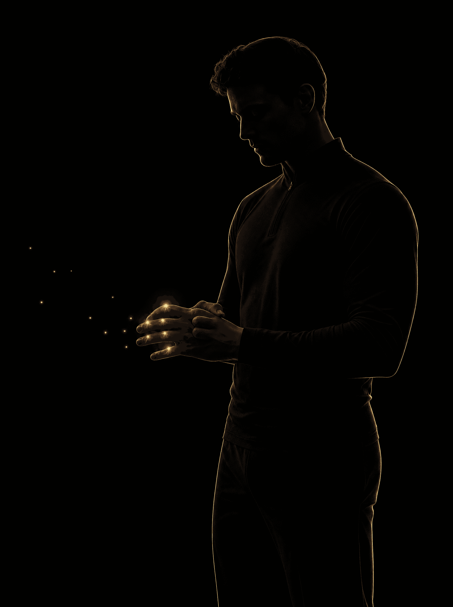 Golden rim-light silhouette illustration for the arthritis treatment at Infinite Health Group