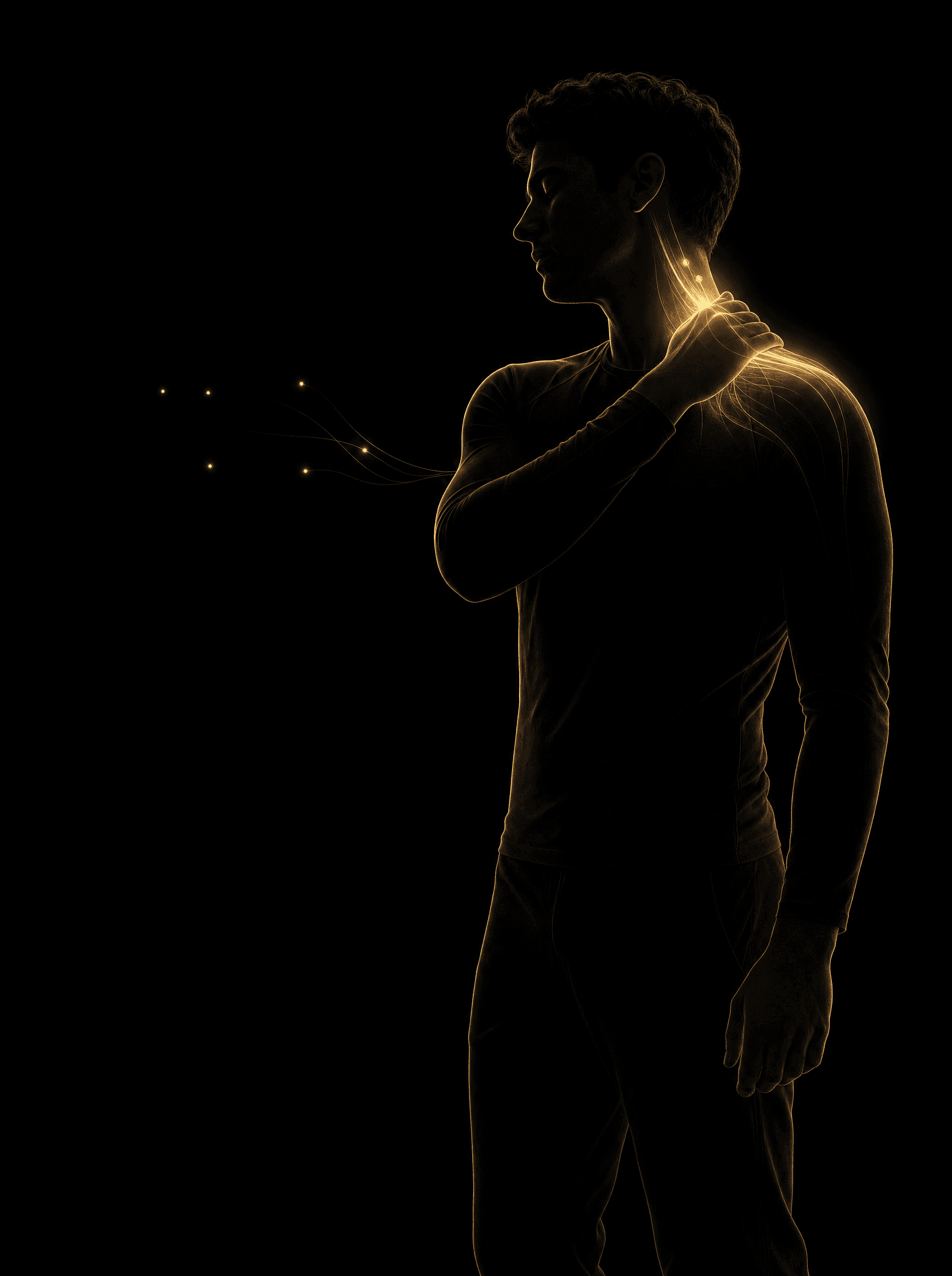 Golden rim-light silhouette illustration for the auto-injuries treatment at Infinite Health Group