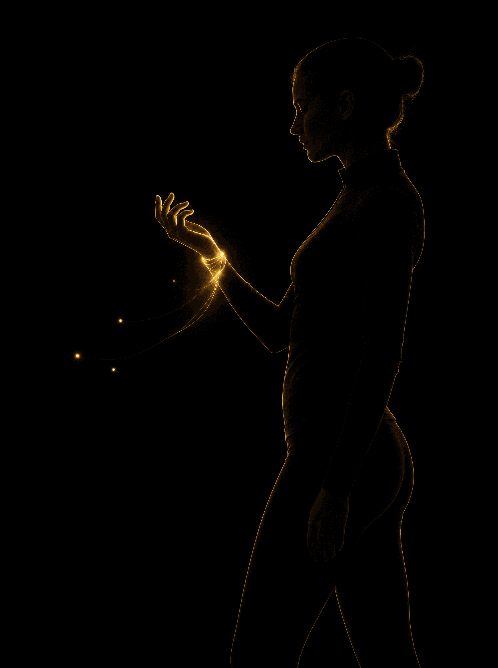 Golden rim-light silhouette illustration for the carpal-tunnel treatment at Infinite Health Group