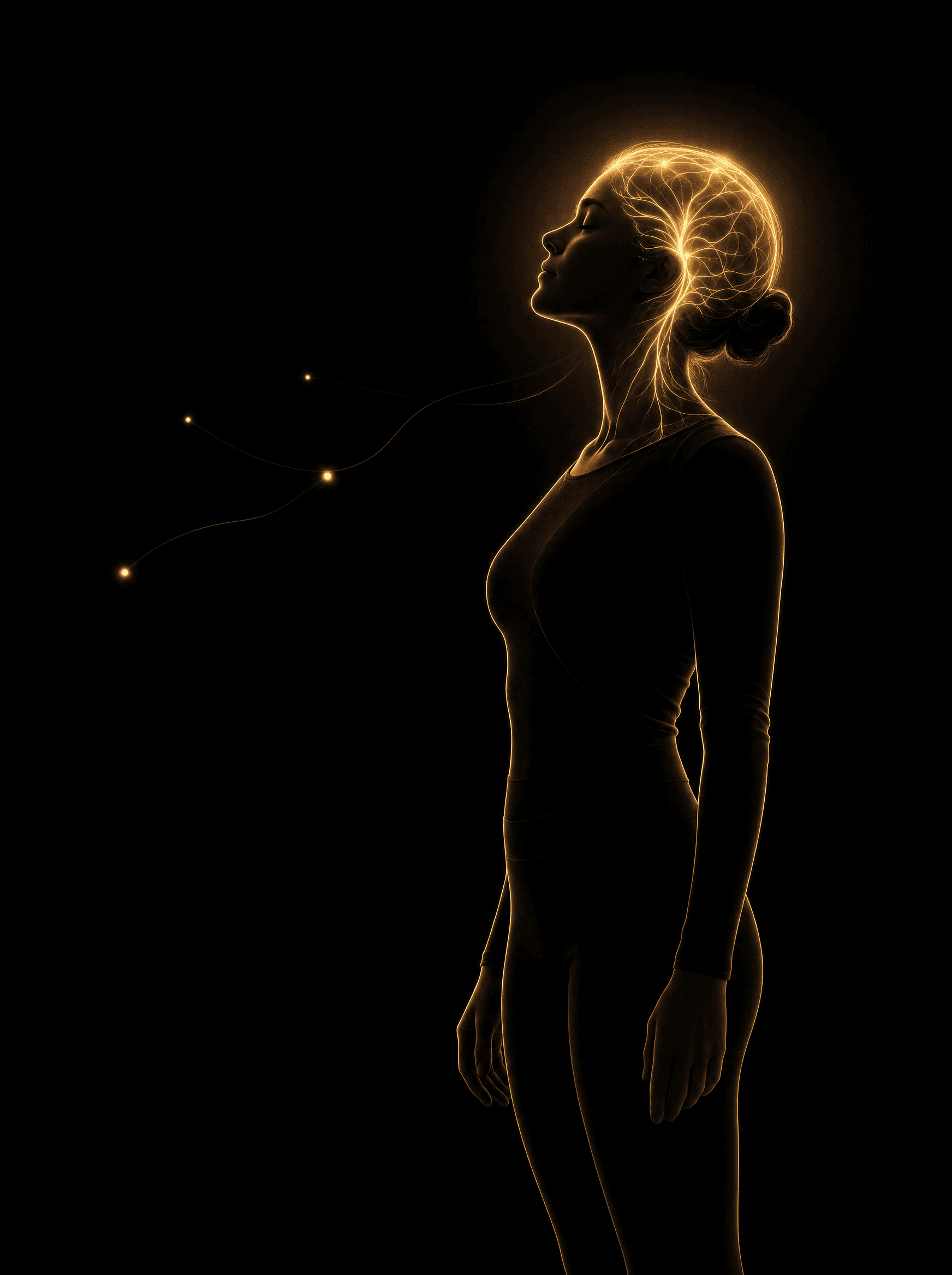 Golden rim-light silhouette illustration for the chiropractic-neurology treatment at Infinite Health Group