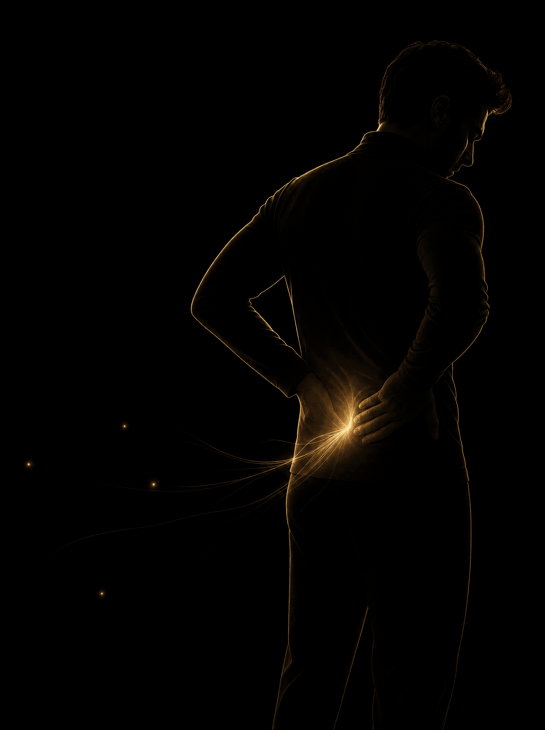 Golden rim-light silhouette illustration for the chronic-pain treatment at Infinite Health Group