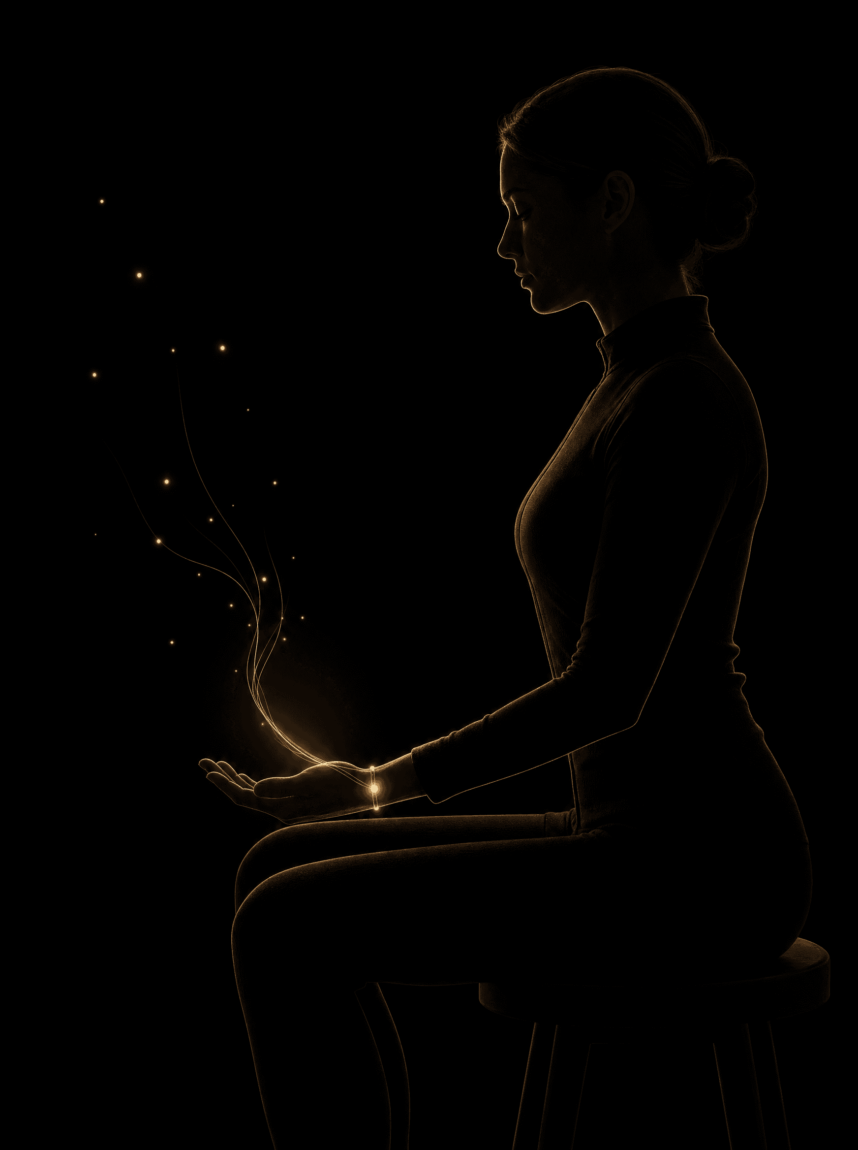 Golden rim-light silhouette illustration for the cold-laser-therapy treatment at Infinite Health Group