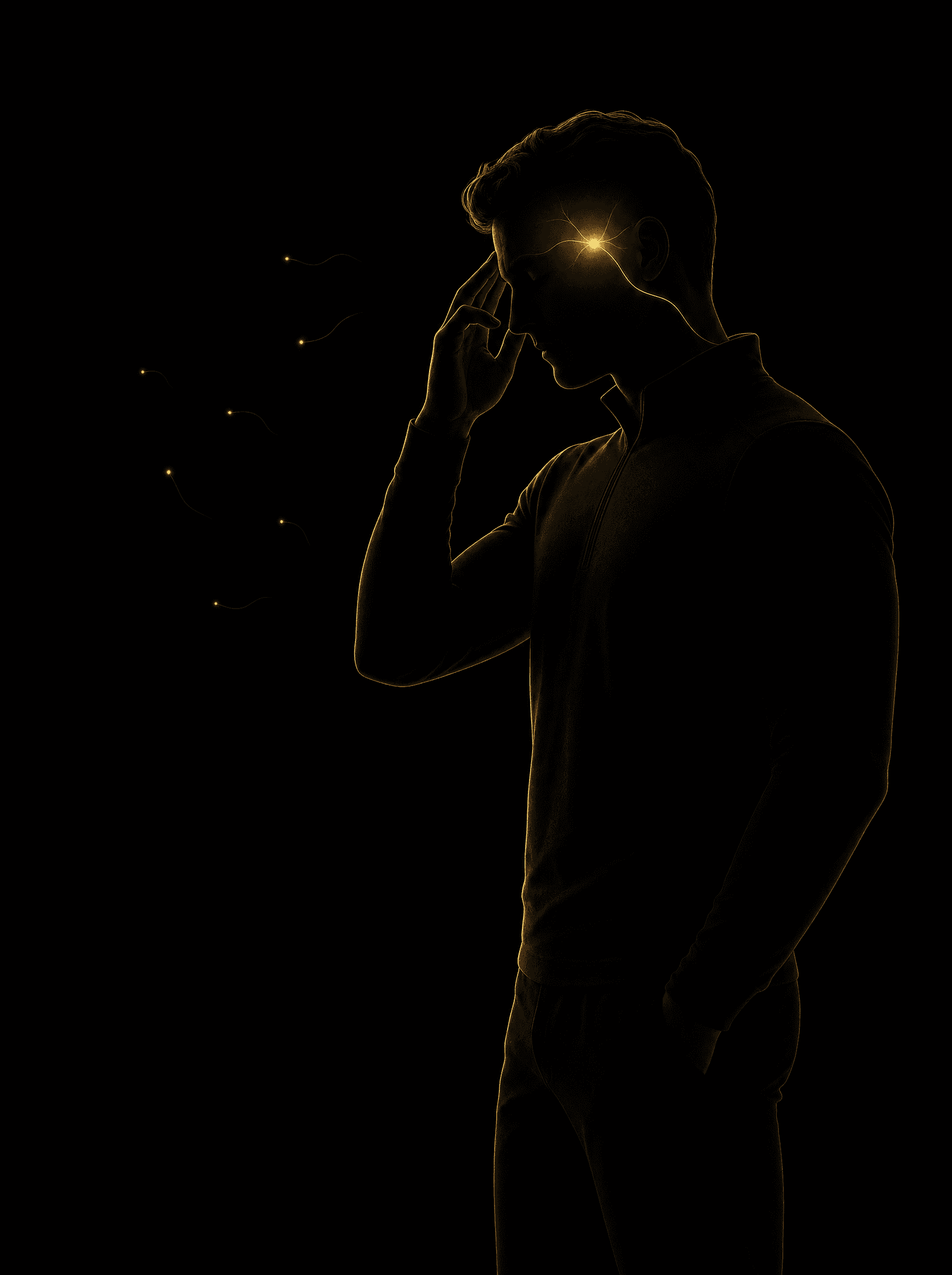 Golden rim-light silhouette illustration for the concussion-support treatment at Infinite Health Group