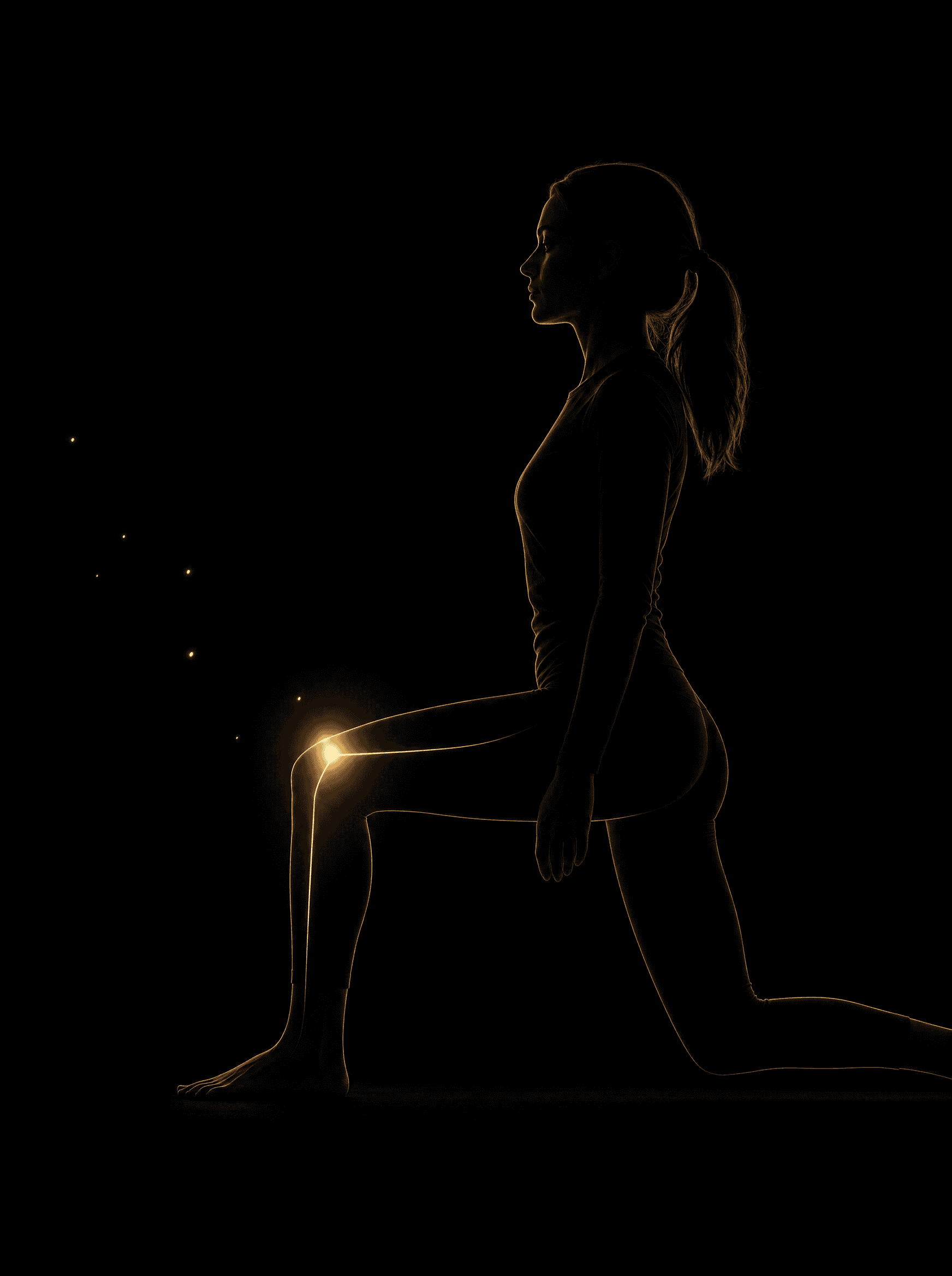 Golden rim-light silhouette illustration for the corrective-exercises treatment at Infinite Health Group