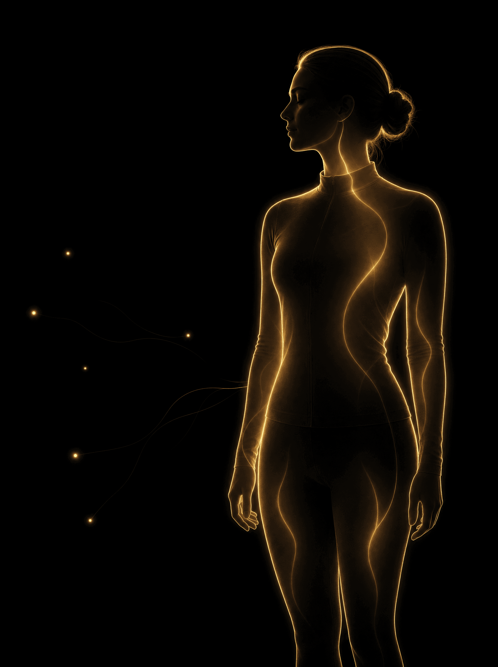 Golden rim-light silhouette illustration for the fibromyalgia treatment at Infinite Health Group
