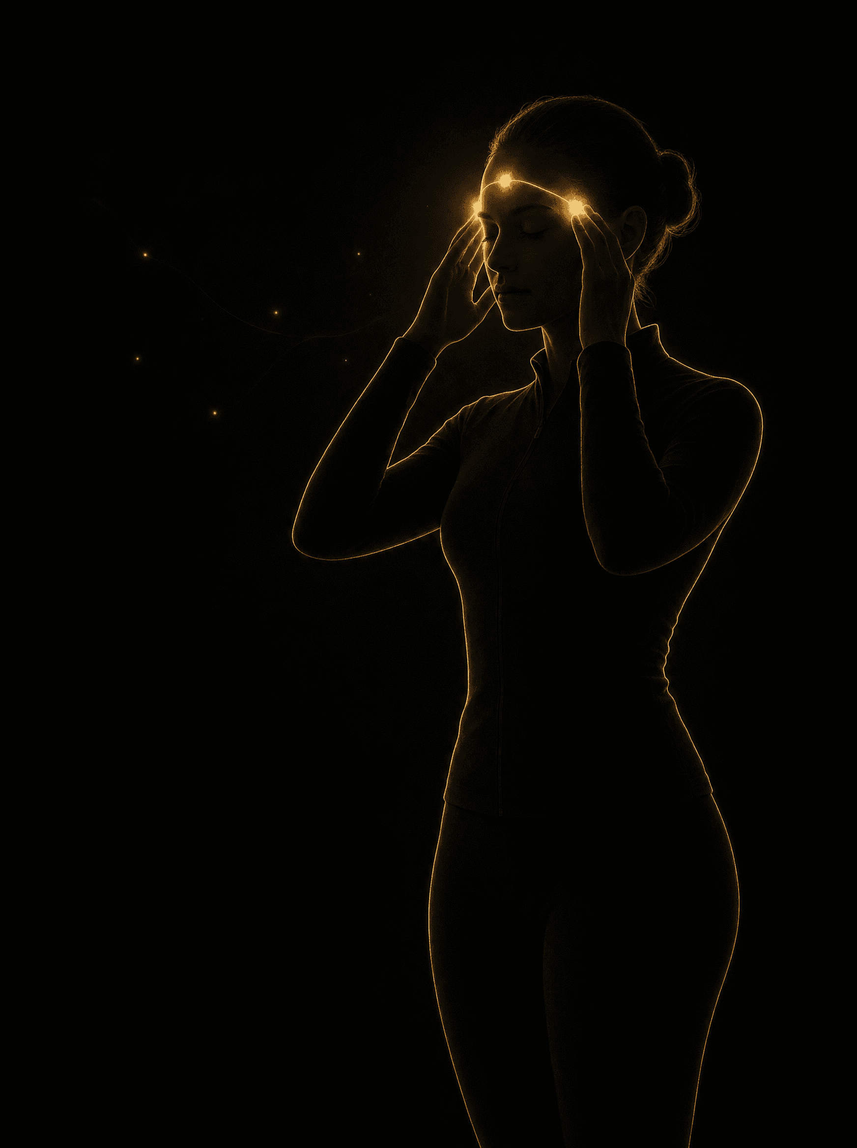 Golden rim-light silhouette illustration for the headaches-migraines treatment at Infinite Health Group