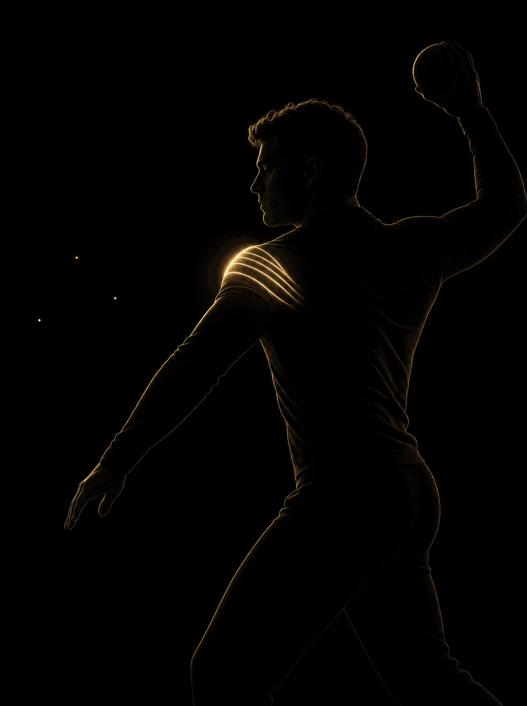 Golden rim-light silhouette illustration for the kinesiology-taping treatment at Infinite Health Group