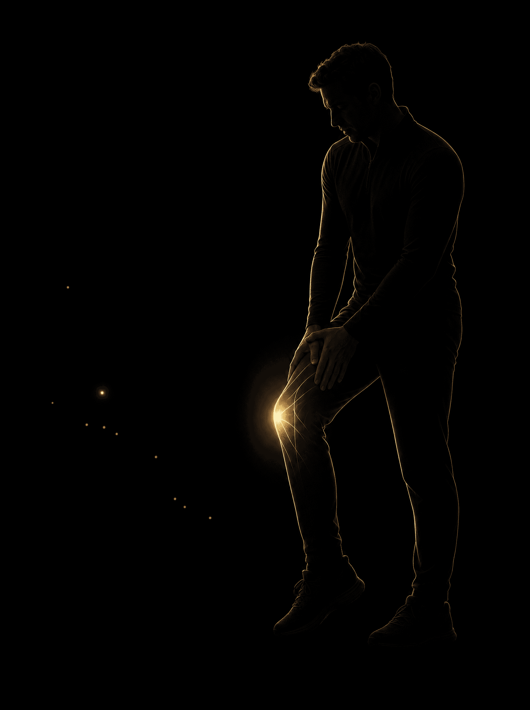 Golden rim-light silhouette illustration for the knee-pain treatment at Infinite Health Group