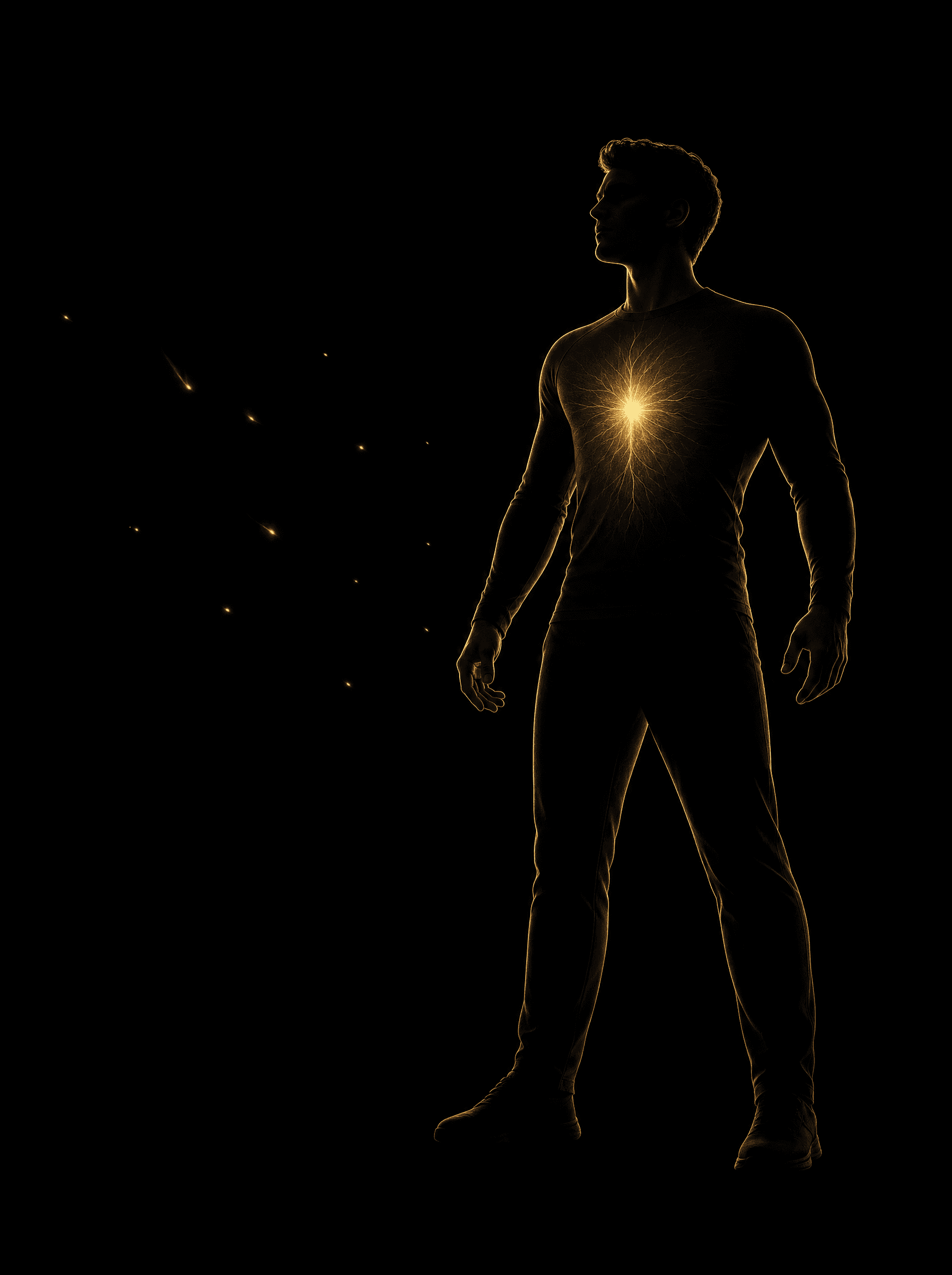 Golden rim-light silhouette illustration for the longevity-bio-optimization treatment at Infinite Health Group