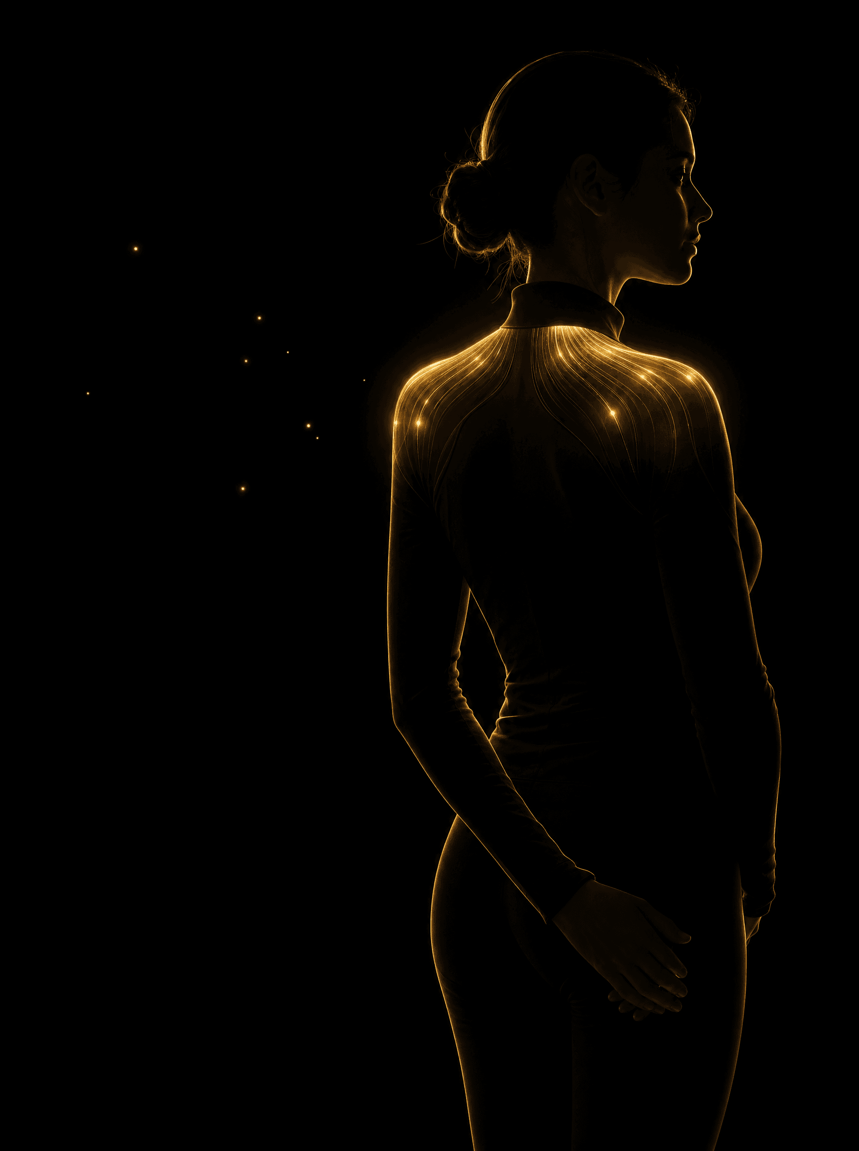 Golden rim-light silhouette illustration for the massage-therapy treatment at Infinite Health Group
