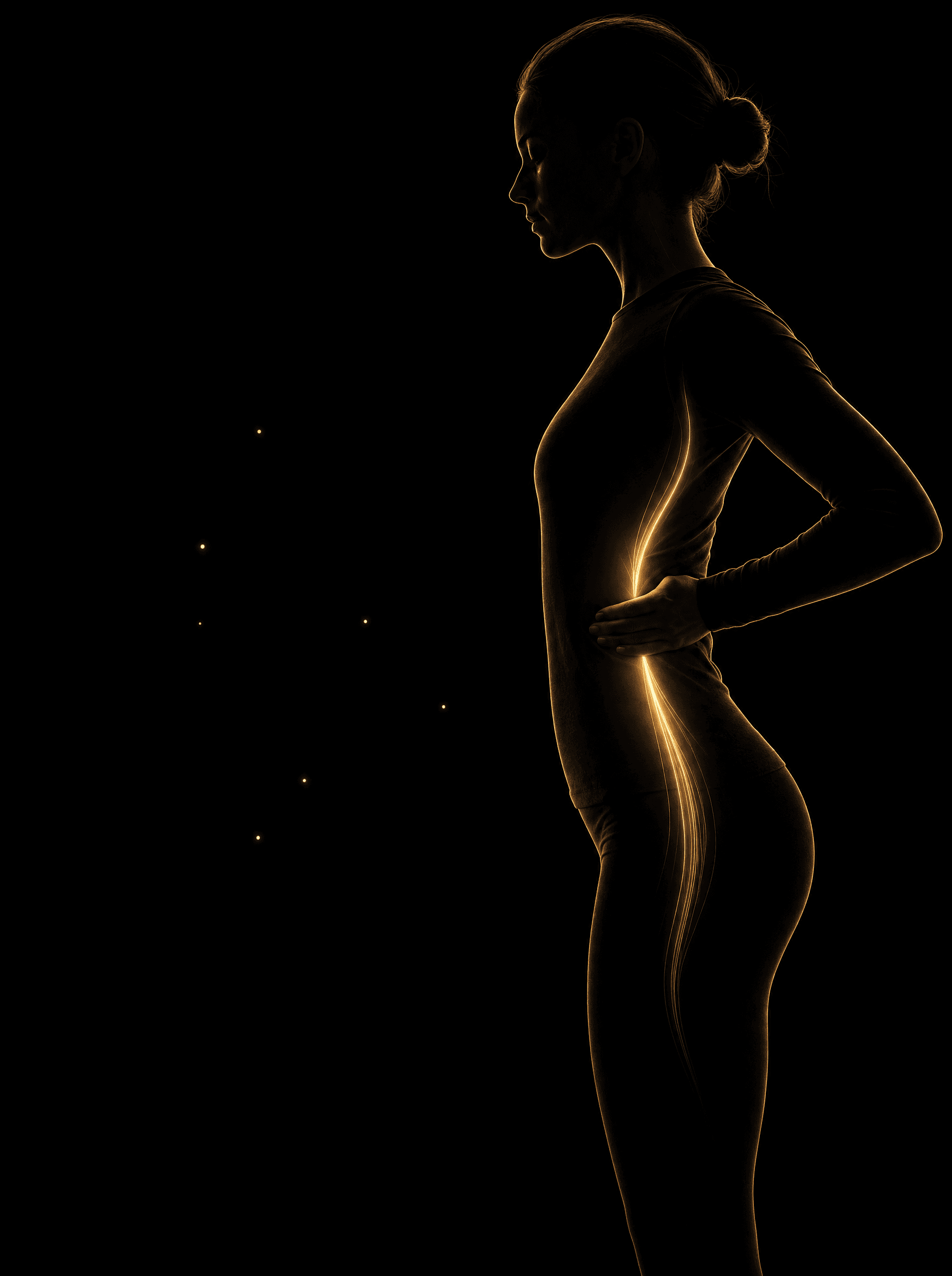 Golden rim-light silhouette illustration for the myofascial-release treatment at Infinite Health Group