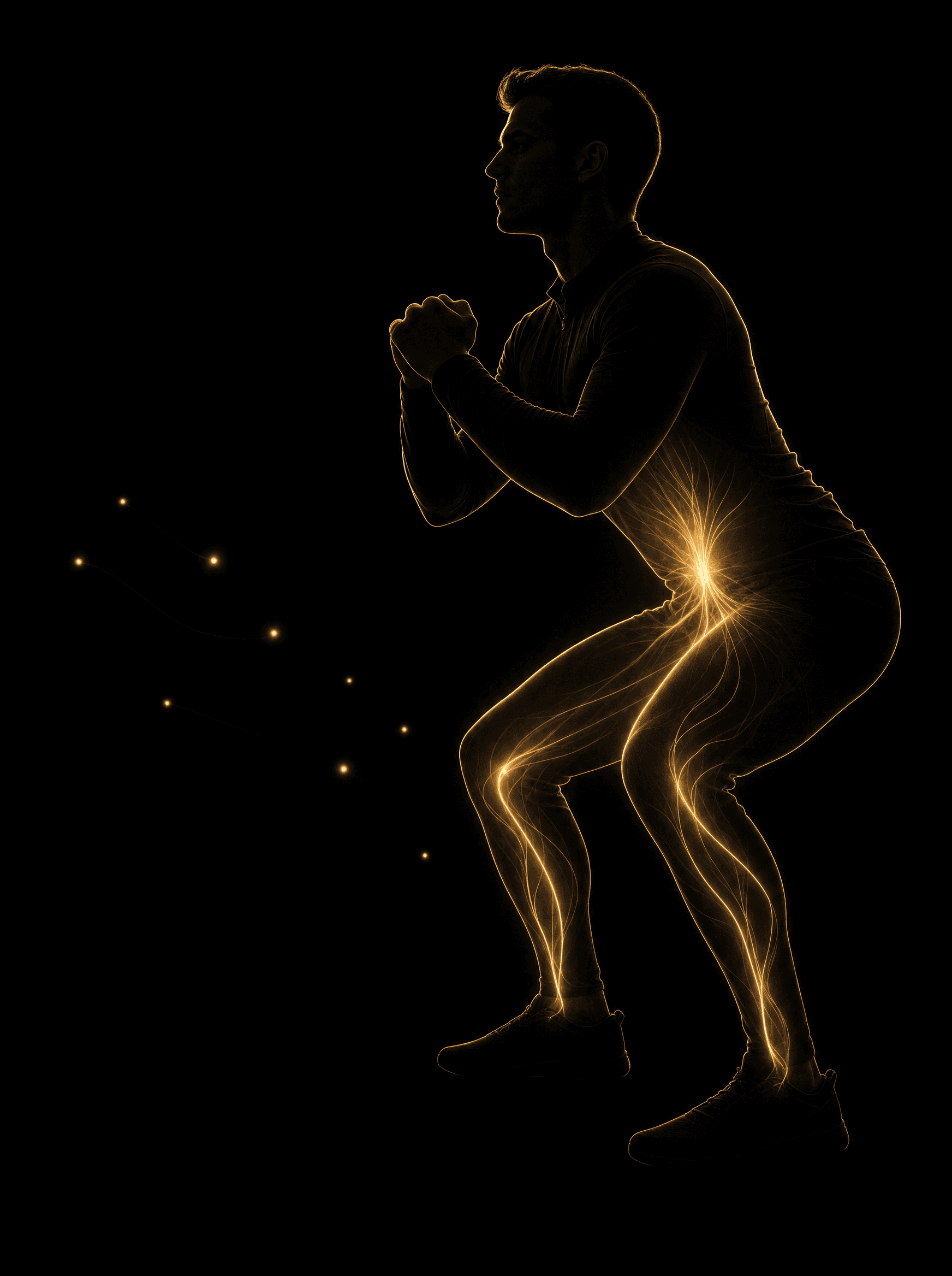 Golden rim-light silhouette illustration for the personal-training treatment at Infinite Health Group