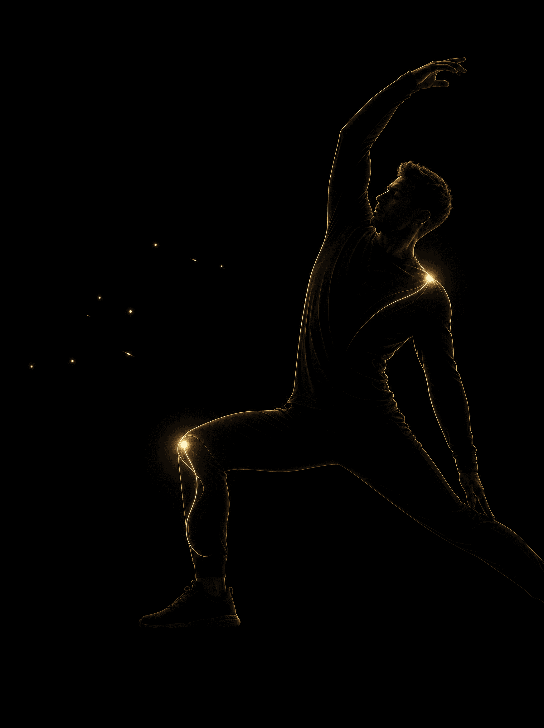 Golden rim-light silhouette illustration for the physiotherapy treatment at Infinite Health Group