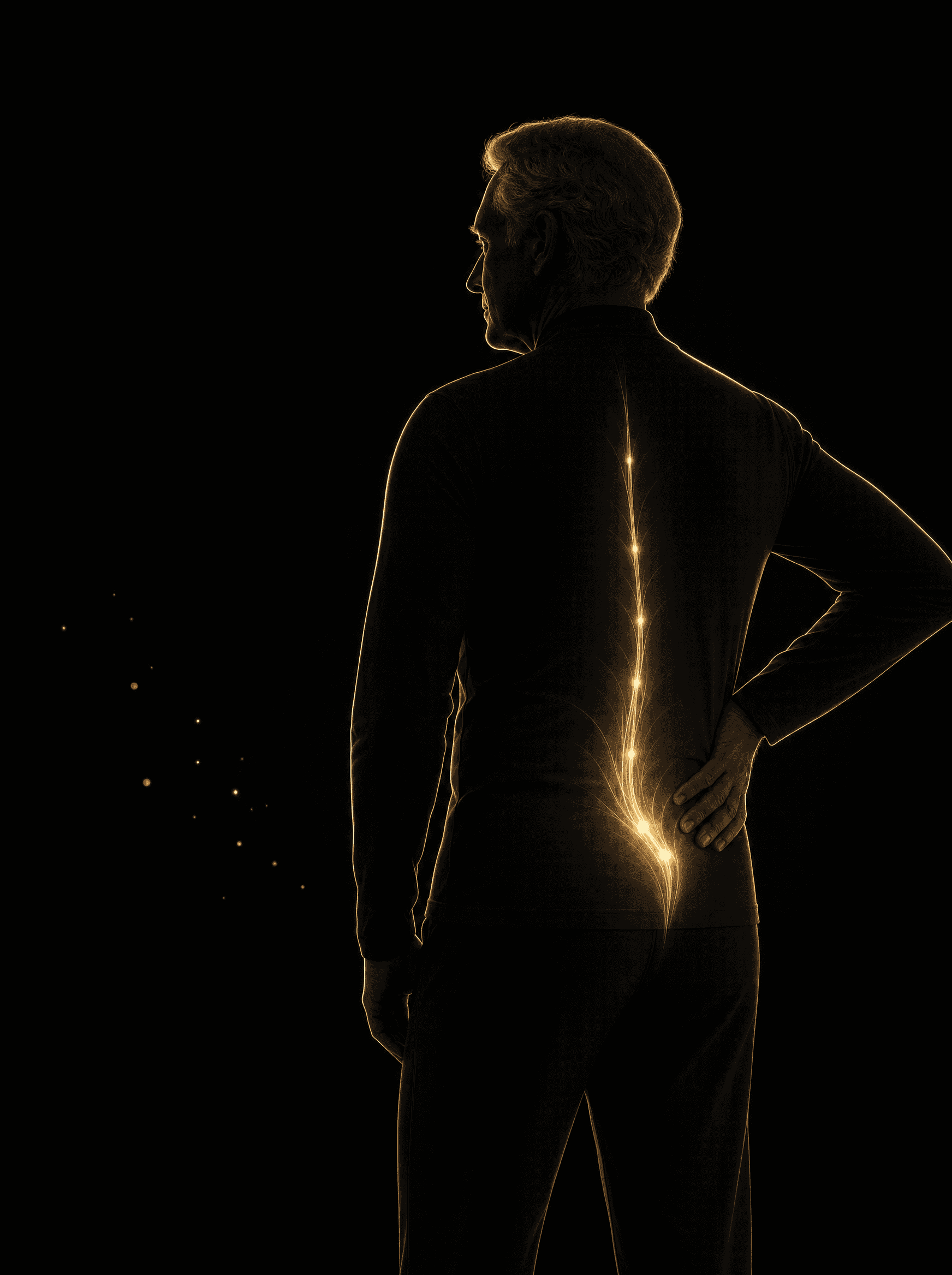 Golden rim-light silhouette illustration for the senior-chiropractic-care treatment at Infinite Health Group