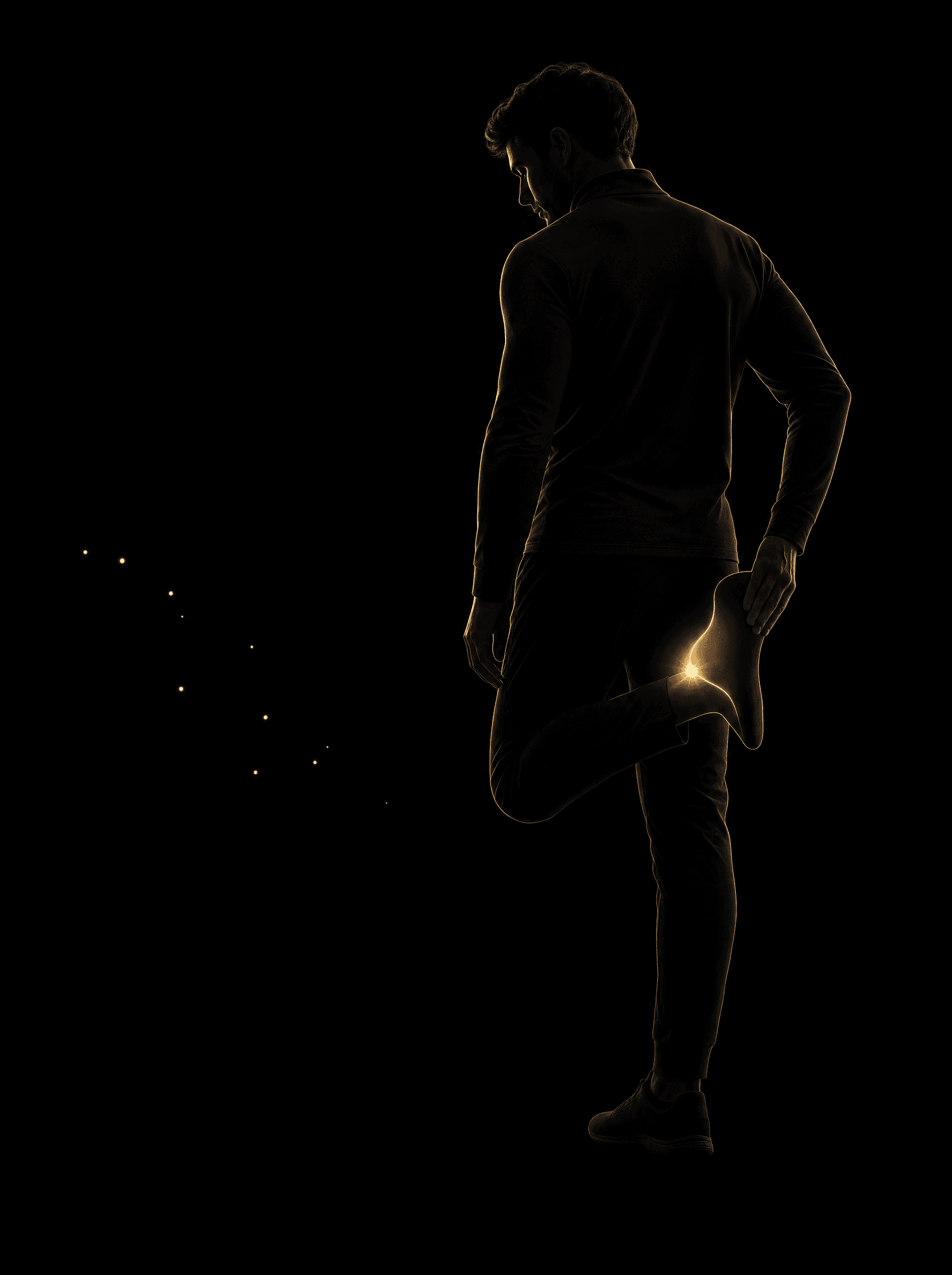 Golden rim-light silhouette illustration for the shockwave-therapy treatment at Infinite Health Group