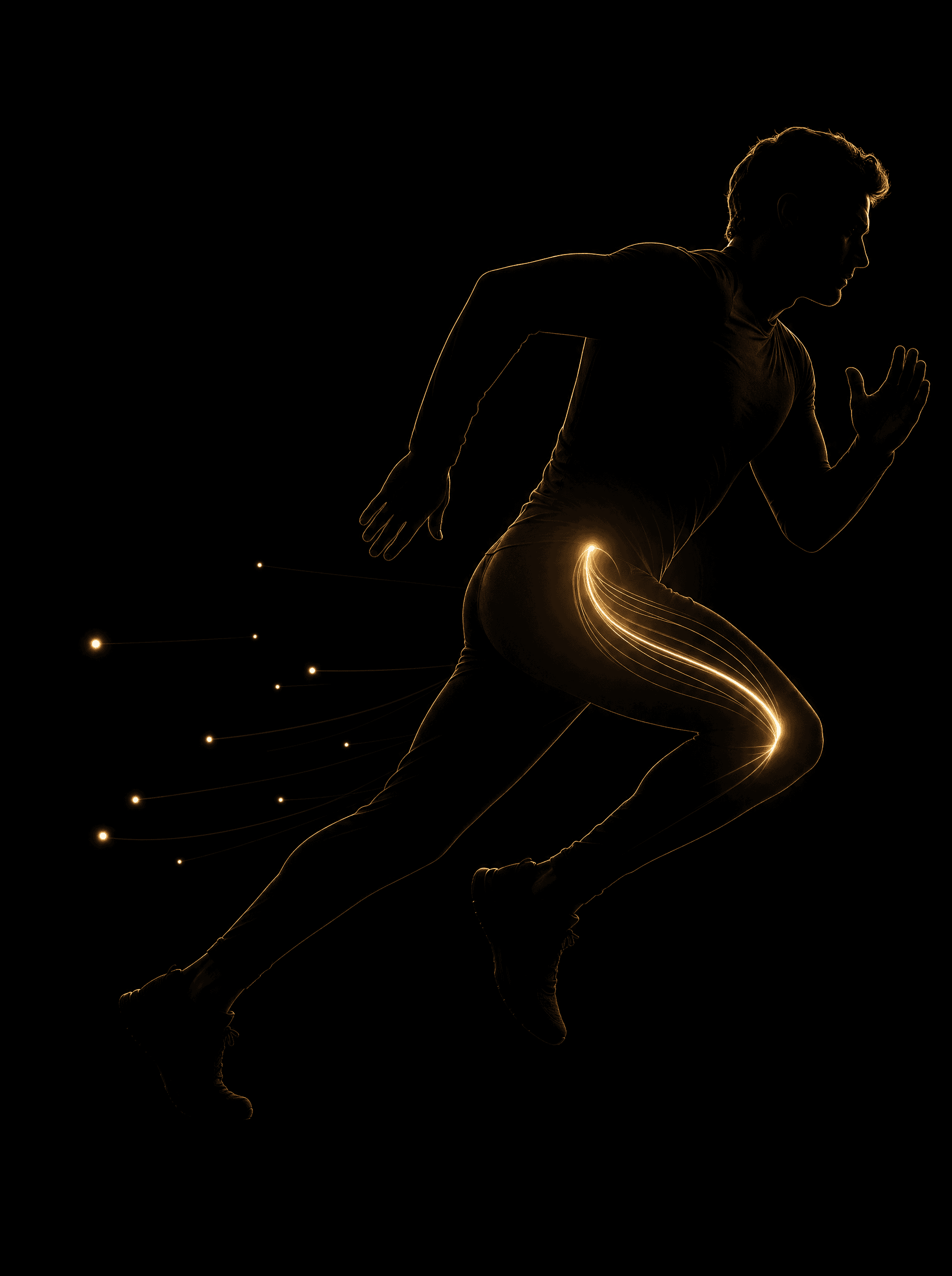 Golden rim-light silhouette illustration for the sports-medicine treatment at Infinite Health Group