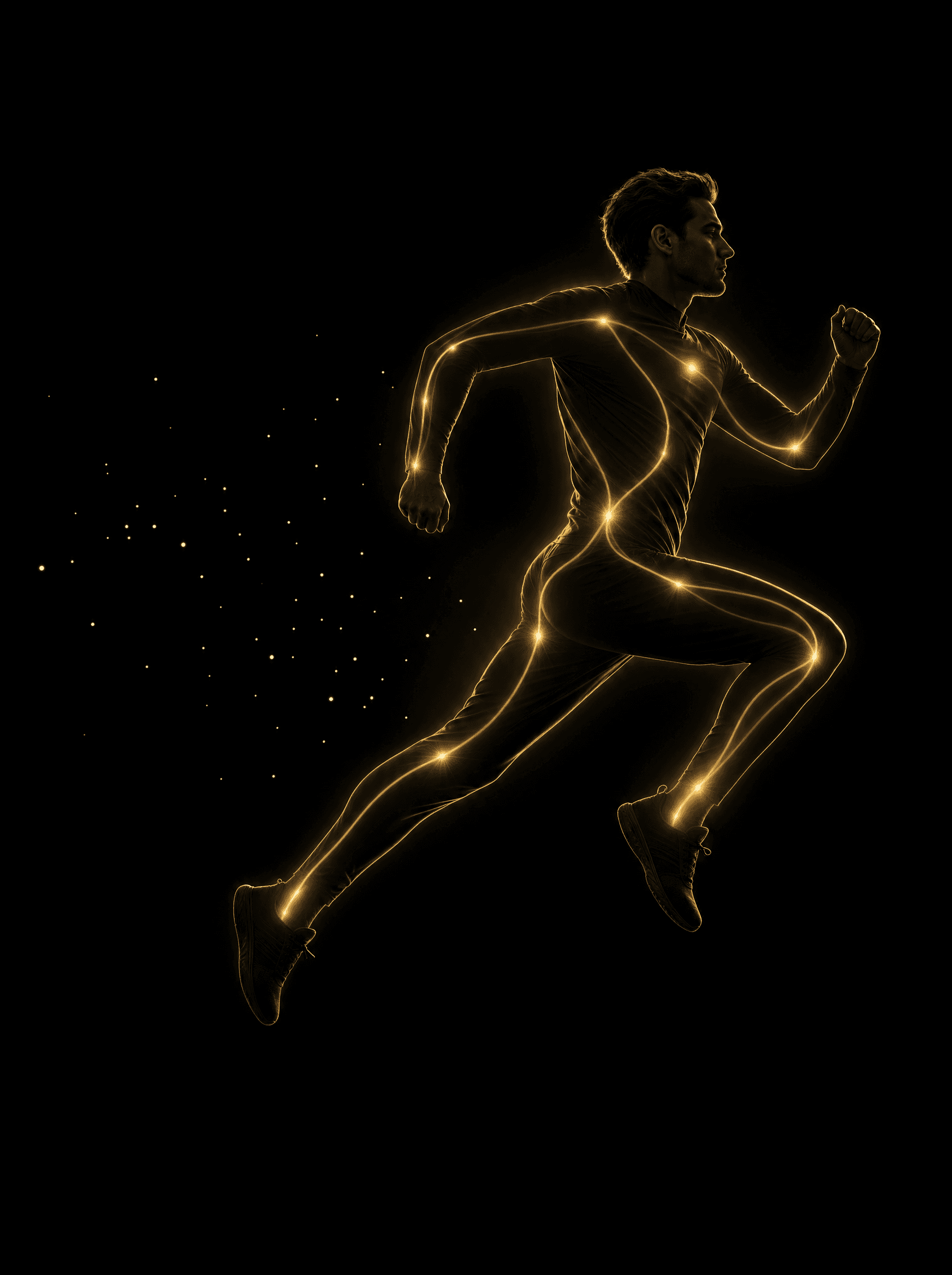 Golden rim-light silhouette illustration for the sports-recovery treatment at Infinite Health Group