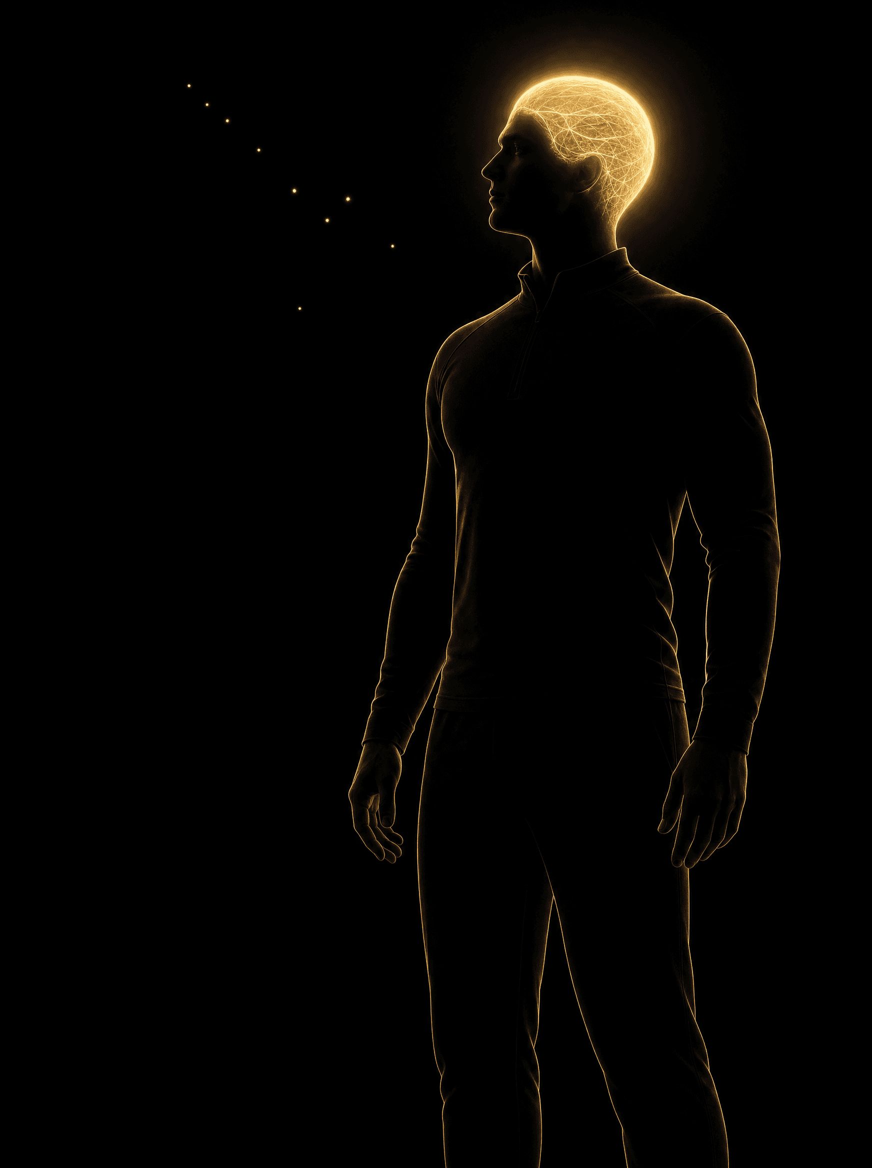 Golden rim-light silhouette illustration for the traumatic-brain-injury treatment at Infinite Health Group