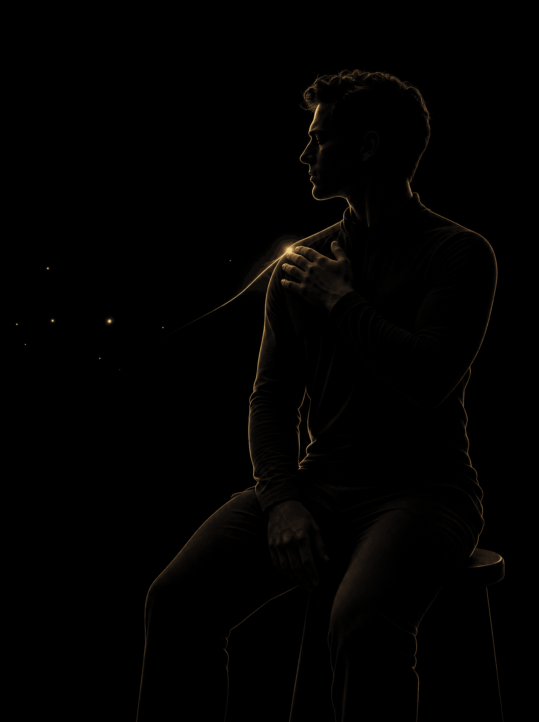 Golden rim-light silhouette illustration for the ultrasound-therapy treatment at Infinite Health Group