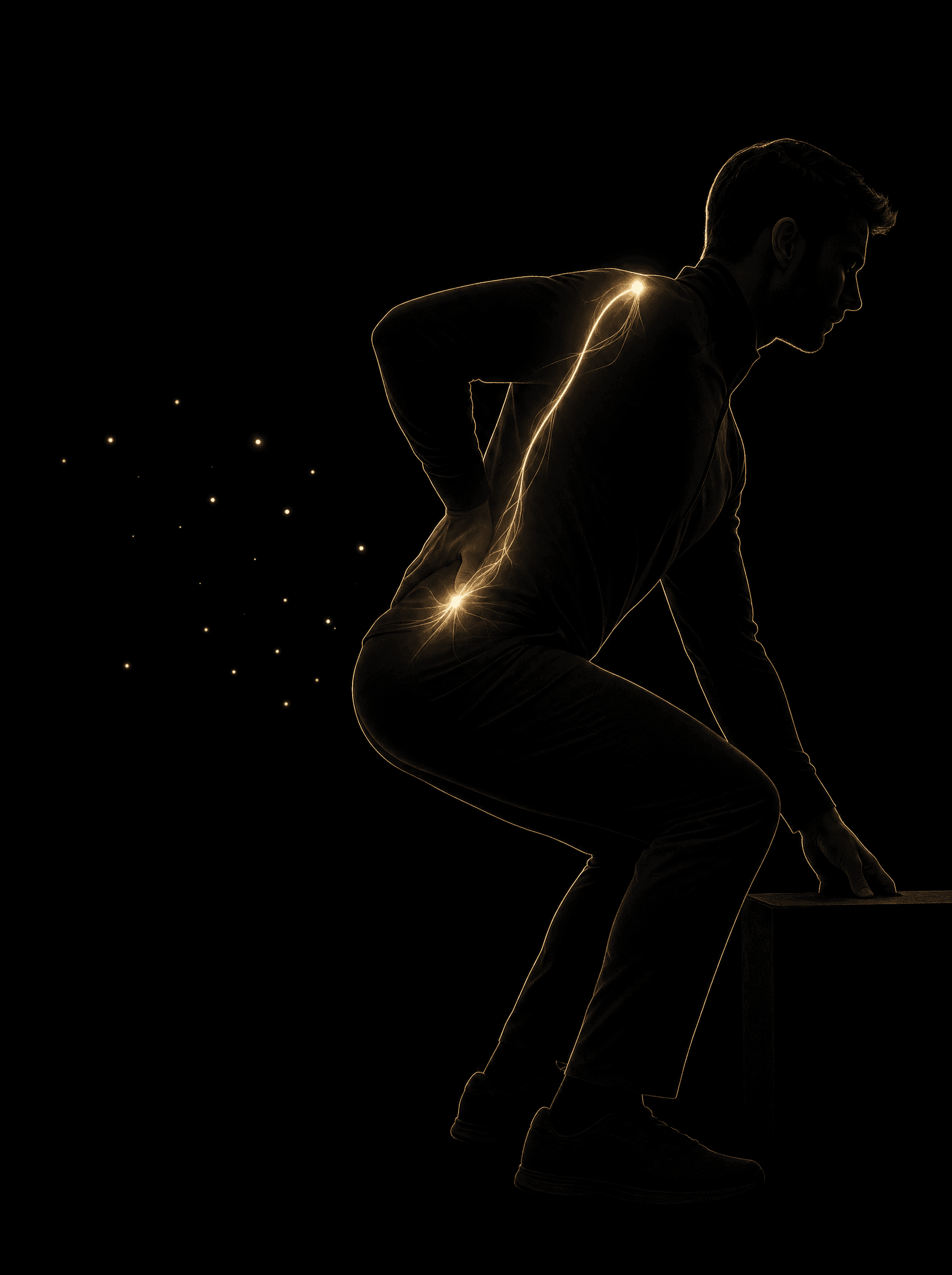 Golden rim-light silhouette illustration for the work-related-injuries treatment at Infinite Health Group
